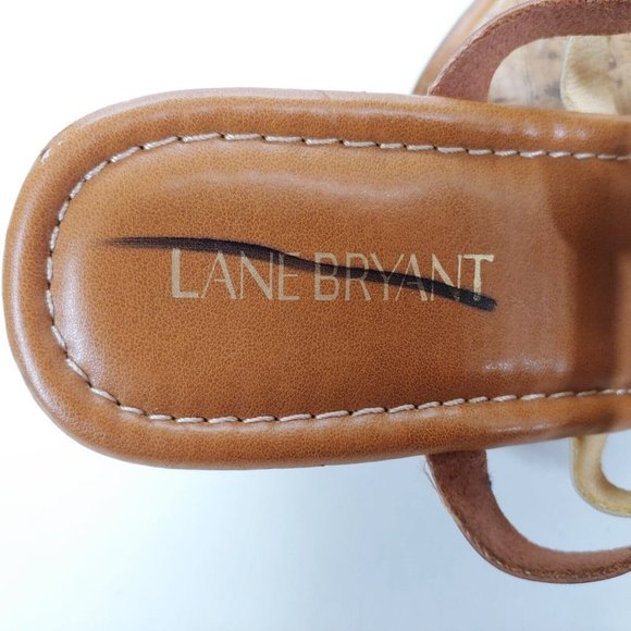 Lane Bryant Womens Strappy Wedge Cork Midsole High Heel Slide Sandals Multi 8W - Picture 9 of 10